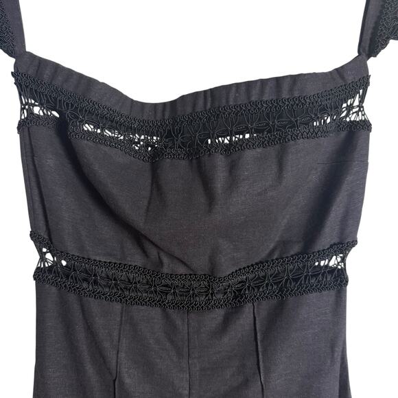 Stone Cold Fox Morrissey Linen Black Lace Crop Flare Leg Strapless Jumpsuit 2 - Picture 6 of 12